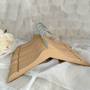 KID SIZE 20 Wooden Suit Hangers with Metal Hooks - Natural Wood